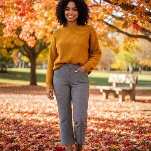 EUC Chico’s Ponte Houndstooth Pull-On Stretch Knit Black & White Crop Pants 10